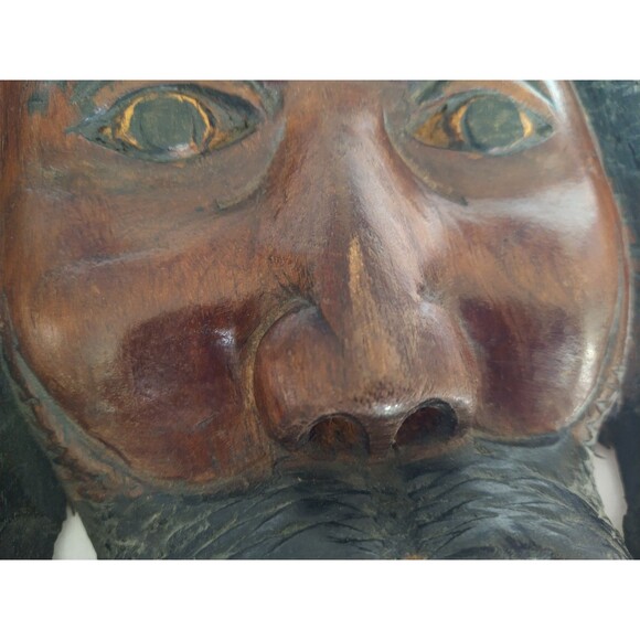 Vintage Jamaican Hand Carved Wood Mask Rasta Art Sculpture 9 x 6.5” Boho Tribal - Picture 12 of 16